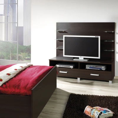 Nástěnný panel s poličkami ANDOVER - kaštan wenge