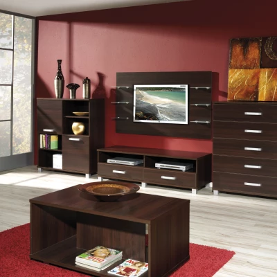 Nástěnný panel s poličkami ANDOVER - kaštan wenge