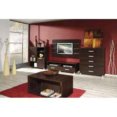 Nástěnný panel s poličkami ANDOVER - kaštan wenge