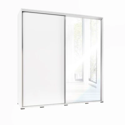 Široká šatní skříň 205 cm se zrcadlem DANUBE 26 - bílá