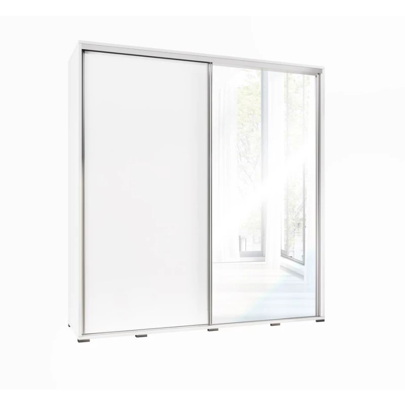 Široká šatní skříň 205 cm se zrcadlem DANUBE 26 - bílá