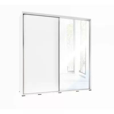 Široká šatní skříň 205 cm se zrcadlem DANUBE 26 - bílá