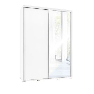 Vysoká šatní skříň 155 cm se zrcadlem DANUBE 2 - bílá