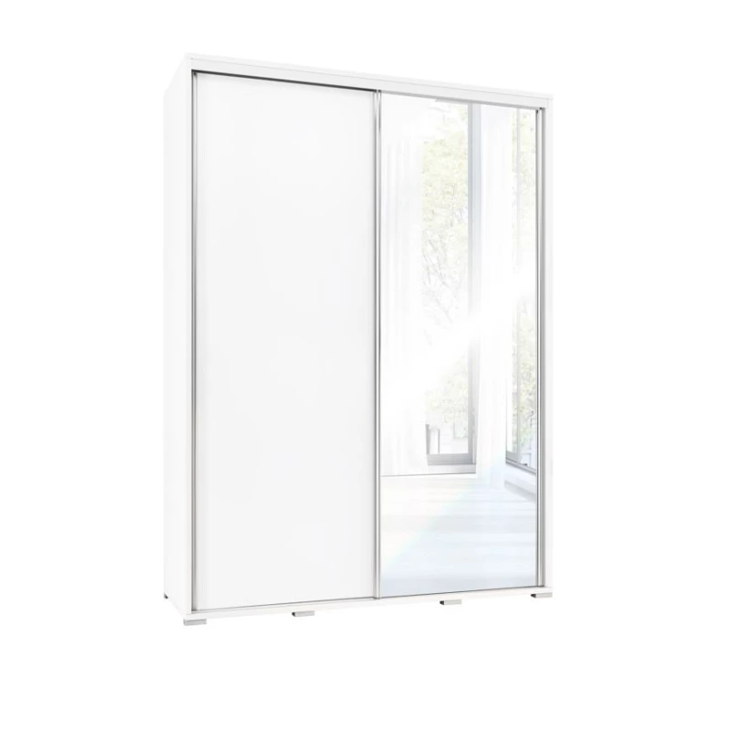 Vysoká šatní skříň 155 cm se zrcadlem DANUBE 2 - bílá