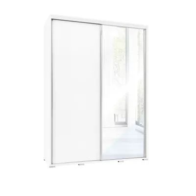 Vysoká šatní skříň 155 cm se zrcadlem DANUBE 2 - bílá