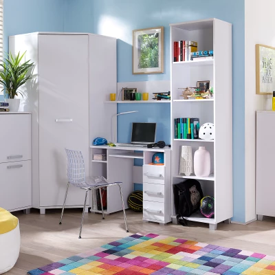 Rohová šatní skříň 90 cm ANDOVER - bílá