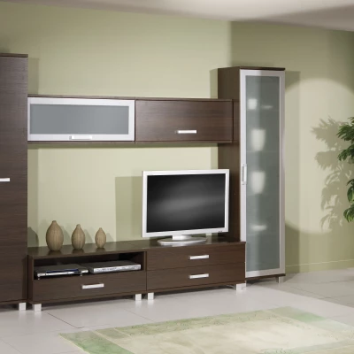 Závěsná skříňka se skleněnými dvířky ANDOVER - dub catania