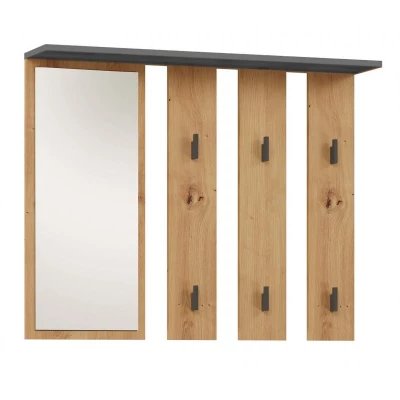 VÝPRODEJ - Stěna do předsíně MART - dub artisan / antracitová