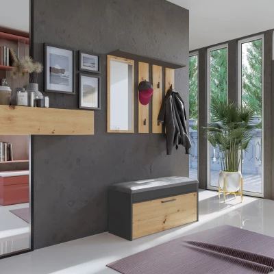 VÝPRODEJ - Stěna do předsíně MART - dub artisan / antracitová