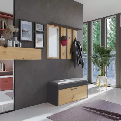 VÝPRODEJ - Stěna do předsíně MART - dub artisan / antracitová