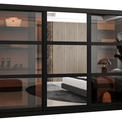 VÝPRODEJ - Šatní skříň KATIE 1 - 250 cm, černá / černá