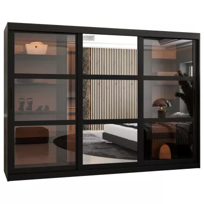 VÝPRODEJ - Šatní skříň KATIE 1 - 250 cm, černá / černá