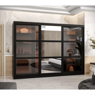 VÝPRODEJ - Šatní skříň KATIE 1 - 250 cm, černá / černá