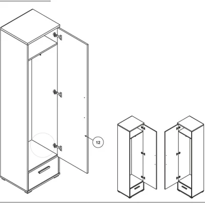 Předsíňová skříň se zrcadlem 48 cm ORONOCO - bílá