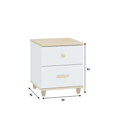 VÝPRODEJ - Noční stůl WALLER - akát / bílý