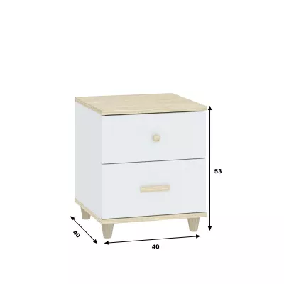 VÝPRODEJ - Noční stůl WALLER - akát / bílý