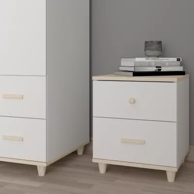 VÝPRODEJ - Noční stůl WALLER - akát / bílý