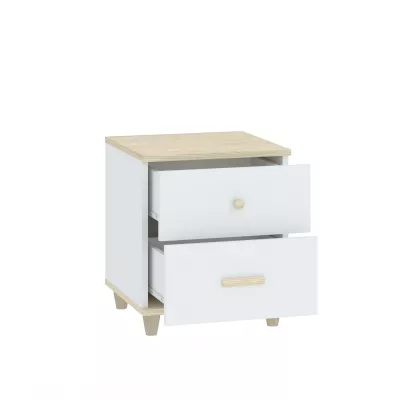 VÝPRODEJ - Noční stůl WALLER - akát / bílý