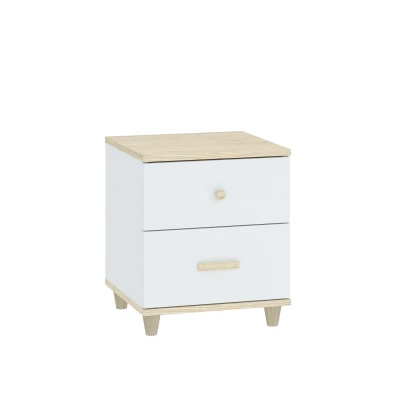 VÝPRODEJ - Noční stůl WALLER - akát / bílý