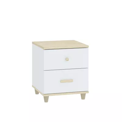 VÝPRODEJ - Noční stůl WALLER - akát / bílý