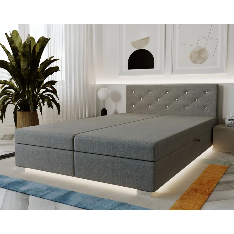 Dvoulůžková čalouněná postel 140x195 FREDERIKA 1 - světle šedá