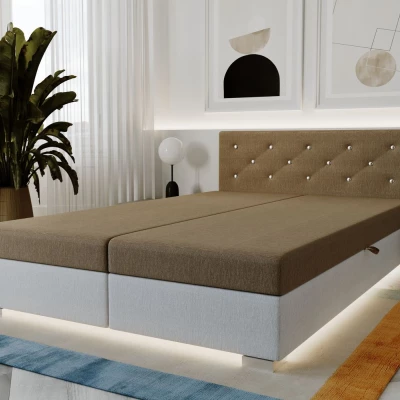 Dvoulůžková čalouněná postel 180x195 FREDERIKA 1 - béžová / bílá