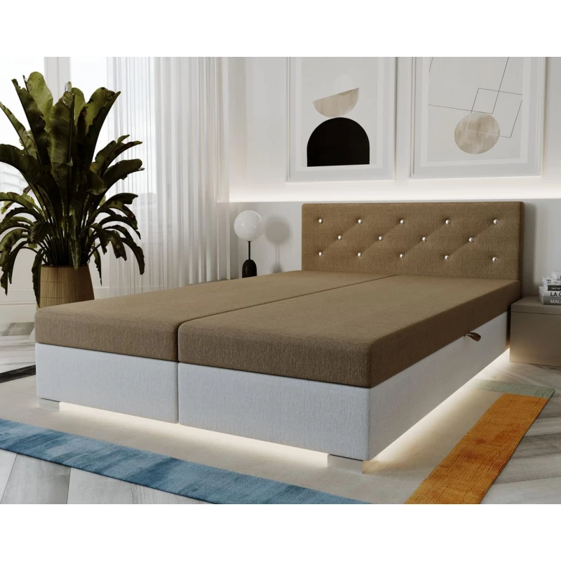 Dvoulůžková čalouněná postel 180x195 FREDERIKA 1 - béžová / bílá