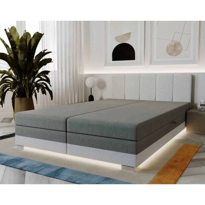 Manželská postel 160x195 INEJ 1 - světle šedá / bílá