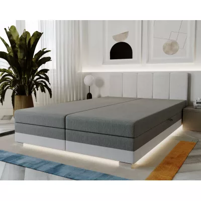 Manželská postel 180x195 INEJ 2 - světle šedá / bílá