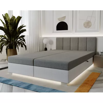 Čalouněná dvoulůžková postel 140x195 PEGY 2 - světle šedá / bílá