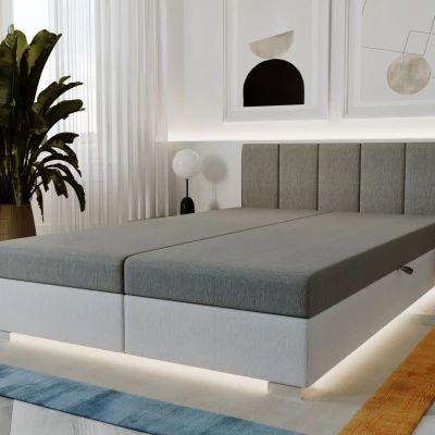 Čalouněná dvoulůžková postel 160x195 PEGY 2 - světle šedá / bílá