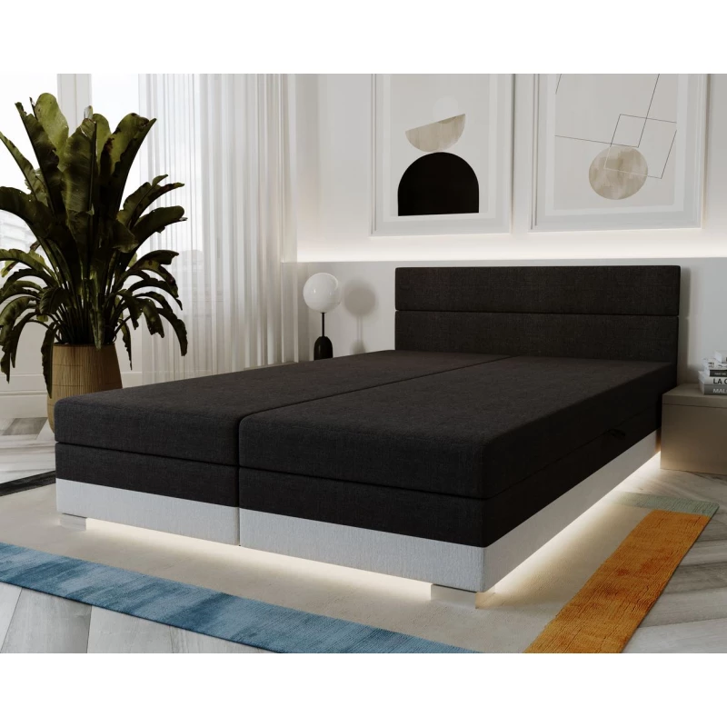 Čalouněné dvoulůžko 140x195 MORIA 2 s úložným prostorem - černé / bílé