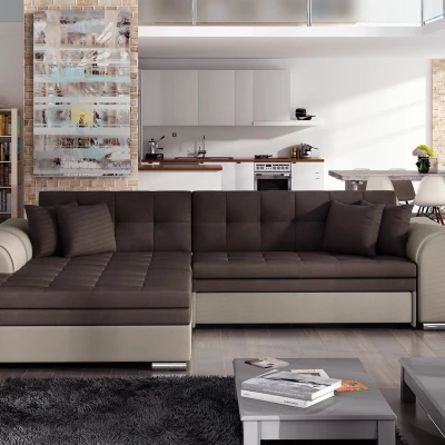 Rohová sedací souprava SANGITA 1 - hnědá / tmavě hnědá, levý roh