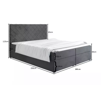 Čalouněná postel 200x200 LILLIANA 2 - světle modrá