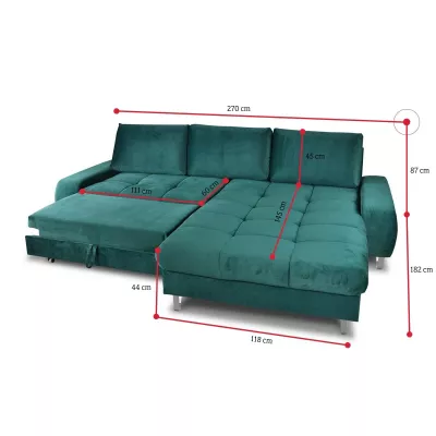 Elegantní sedací souprava HARVEY - láhvově zelená, pravý roh