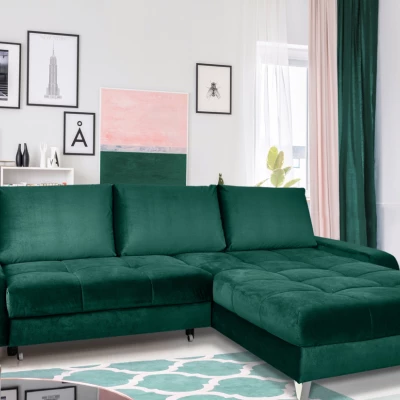 Elegantní sedací souprava HARVEY - láhvově zelená, pravý roh