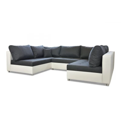 Rozkládací sedací souprava do U s taburetem AURORA 1 - červená / krémová