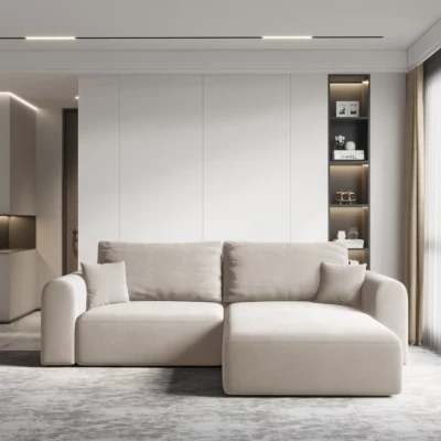 Rohová rozkládací sedací souprava ESTEL 1 - krémová, pravý roh