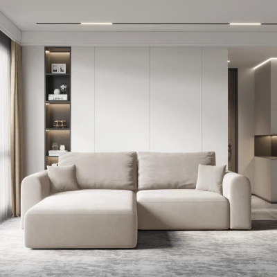 Rohová rozkládací sedací souprava ESTEL 1 - krémová, levý roh