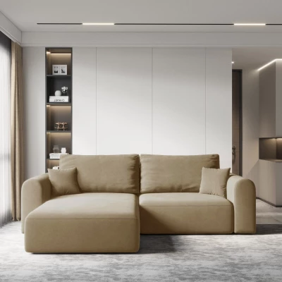 Rohová rozkládací sedací souprava ESTEL 1 - hořčicová, levý roh