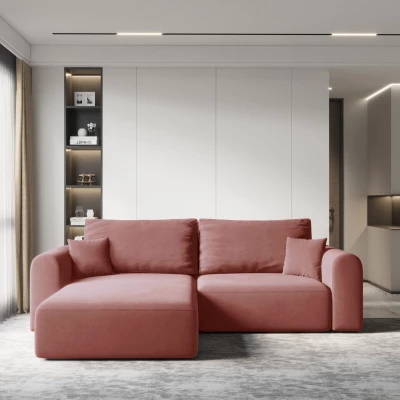 Rohová rozkládací sedací souprava ESTEL 1 - korálová, levý roh