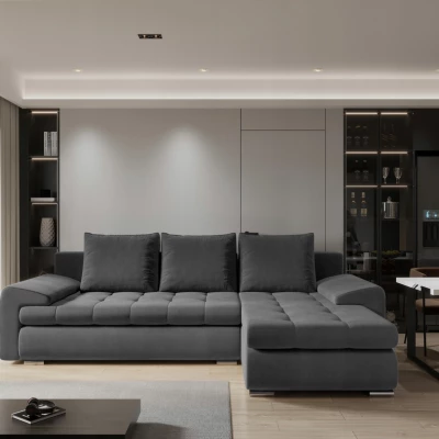 Rozkládací sedací souprava BIBIANA 1 - tmavě šedá, pravý roh