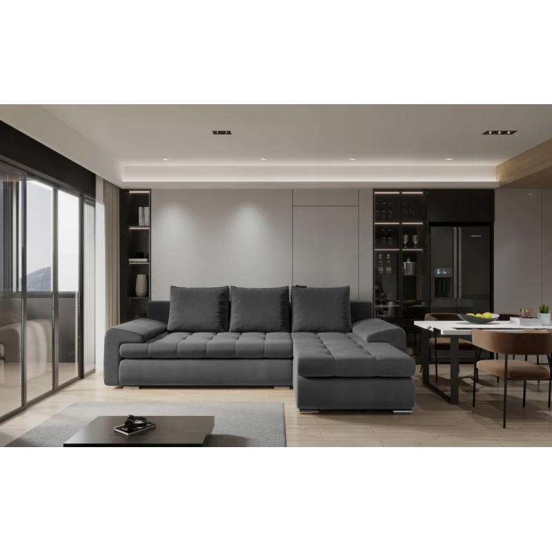 Rozkládací sedací souprava BIBIANA 1 - tmavě šedá, pravý roh