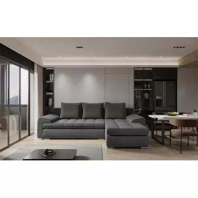 Rozkládací sedací souprava BIBIANA 1 - tmavě šedá, pravý roh