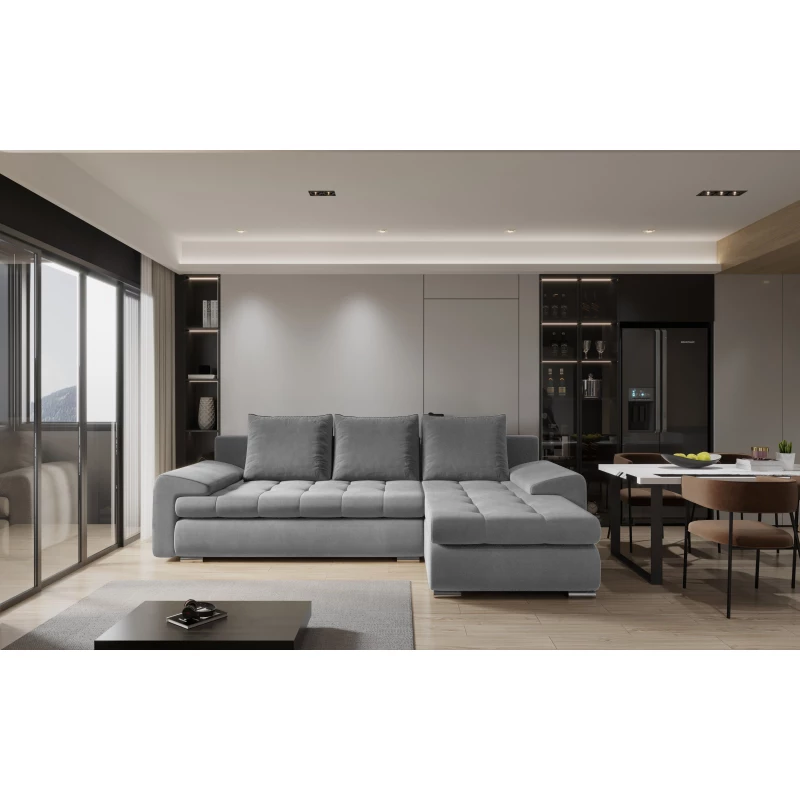 Rozkládací sedací souprava BIBIANA 1 - šedá, pravý roh