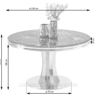 Designový kulatý stůl EBONY - šedomodrý / chrom