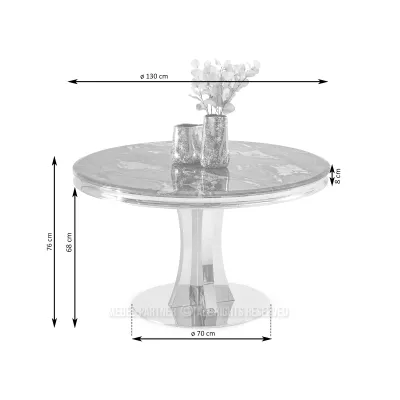 Designový kulatý stůl EBONY - šedomodrý / chrom