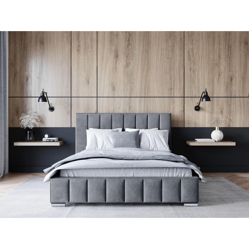 Čalouněná postel 160x200 MANUELA 1 s úložným prostorem - šedá