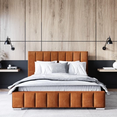 Čalouněná postel 120x200 MANUELA 1 s úložným prostorem - cihlová