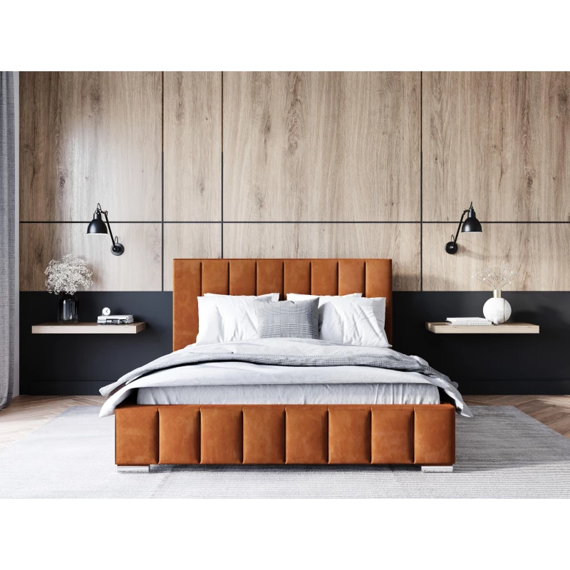 Čalouněná postel 120x200 MANUELA 1 s úložným prostorem - cihlová